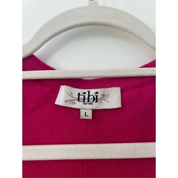 Tibi Beaded Shoulder Knitted Cashmere Cardigan Fuchsia Pink Women's Size Large - Picture 6 of 8